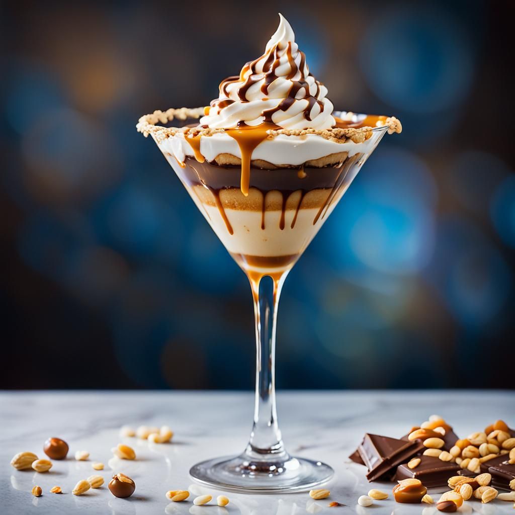Snicker Caramel Martini Food Photography in 8k