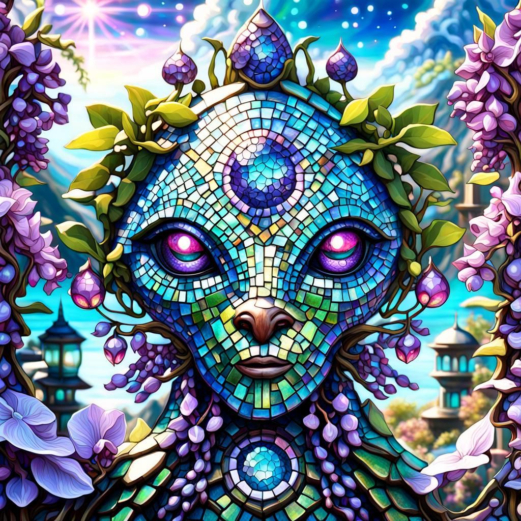 Alien Silicon Village with Ethereal Mosaic Pets