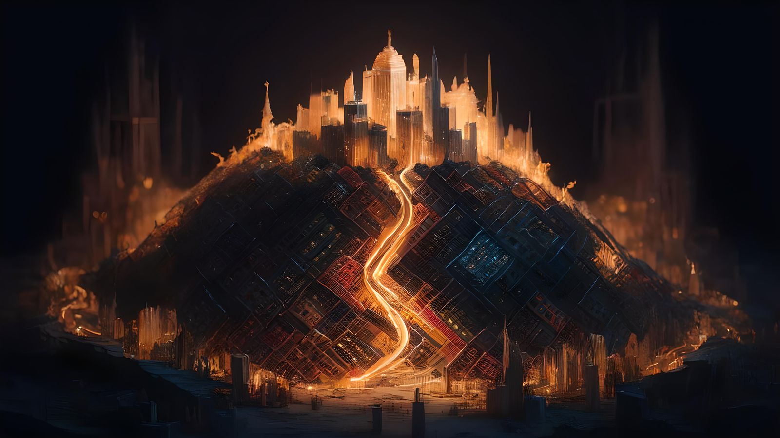 Glowing Metropolis Paper Tole Patchouliwork Artwork