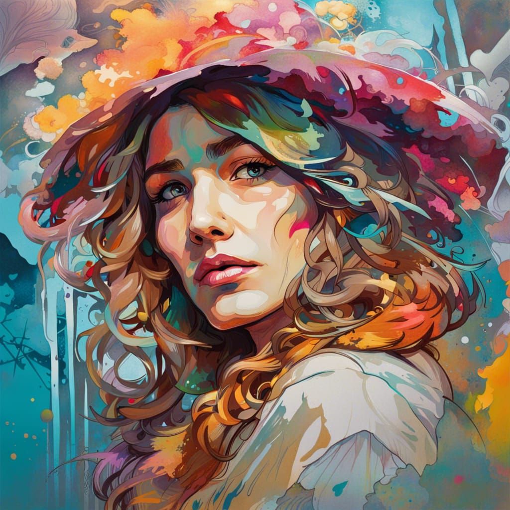 Impressionist Woman in Art Nouveau Style