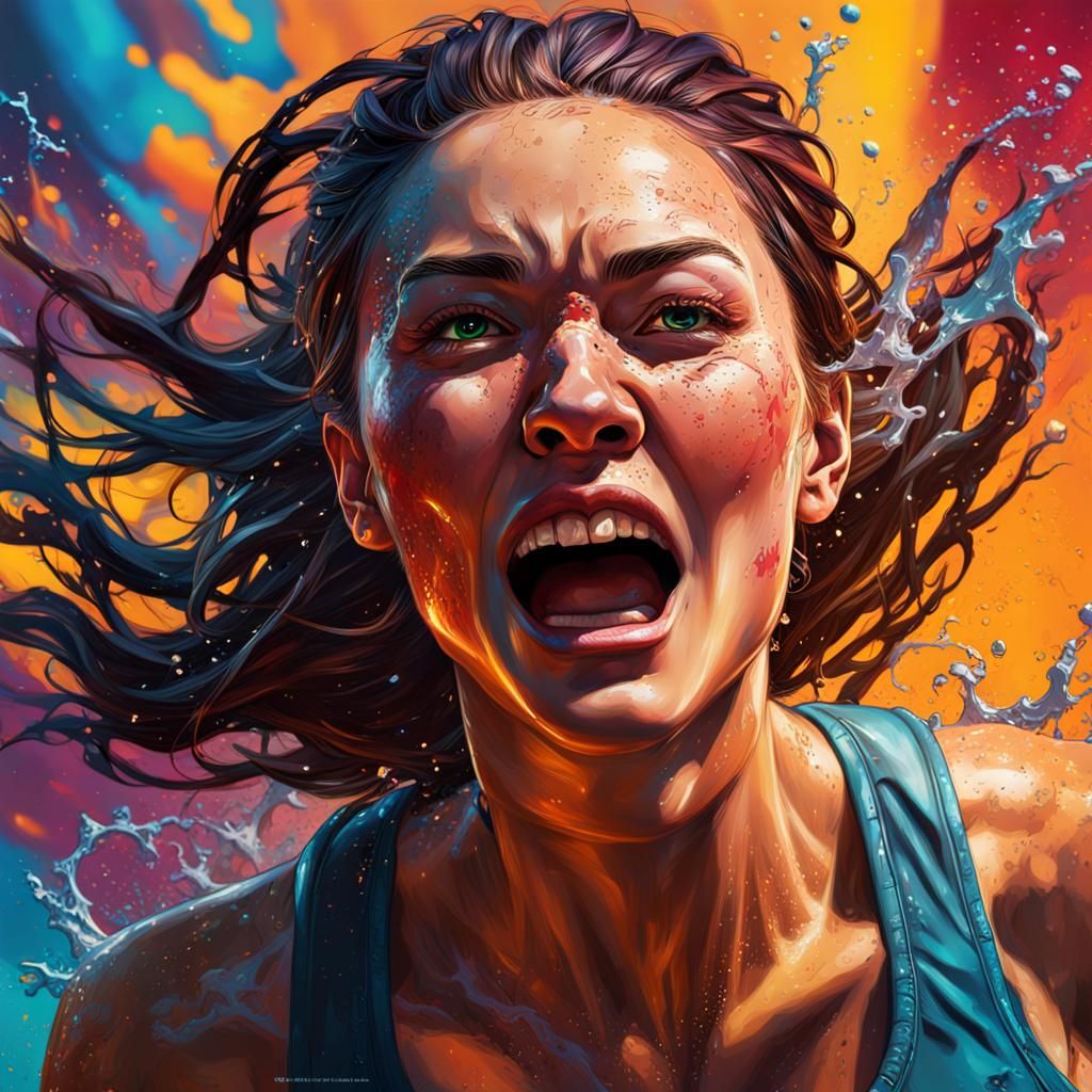 Hyperrealistic Teen Portrait in Splash Art Style