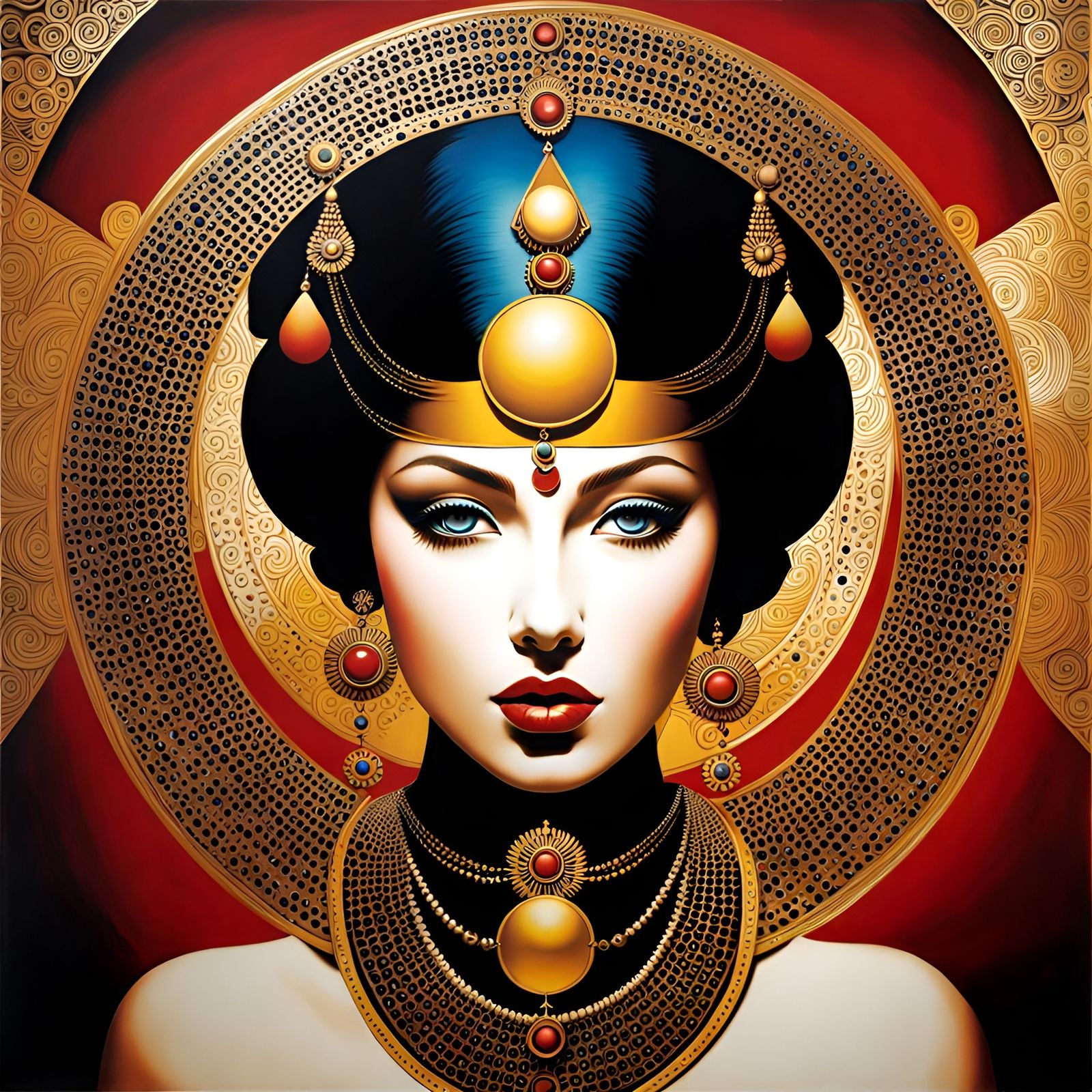 Beautiful Goddess as Stencil Painting