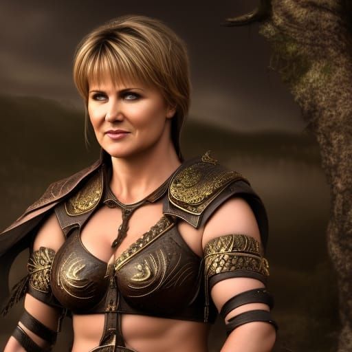 Hyperrealistic Xena Warrior Princess Detailed Digital Painti...