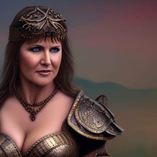 Hyperrealistic Xena Warrior Princess Fantasy Art