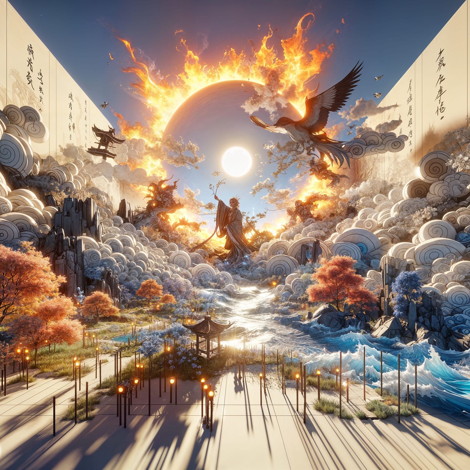 Sun's Wrath in Anime-Inspired 3D Art