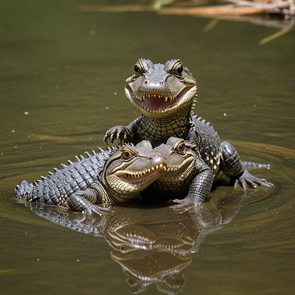 A Baby Wrestles a Snapping Alligator