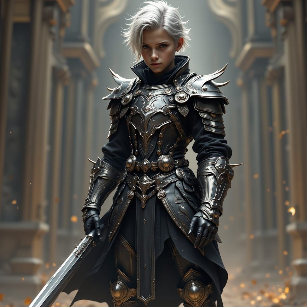 Cyberpunk Warrior: Dark Knight in Military Armor