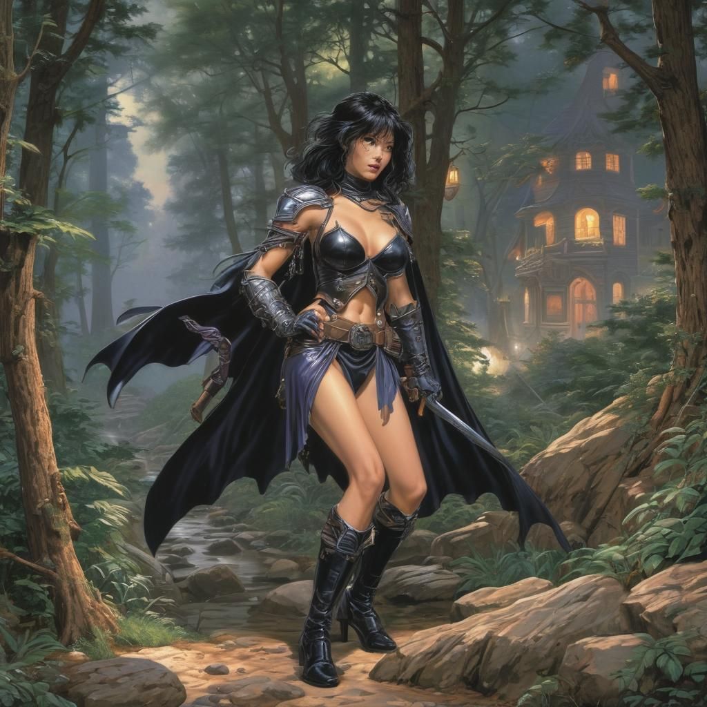 Grimdark Fantasy Landscape with Dramatic Lighting