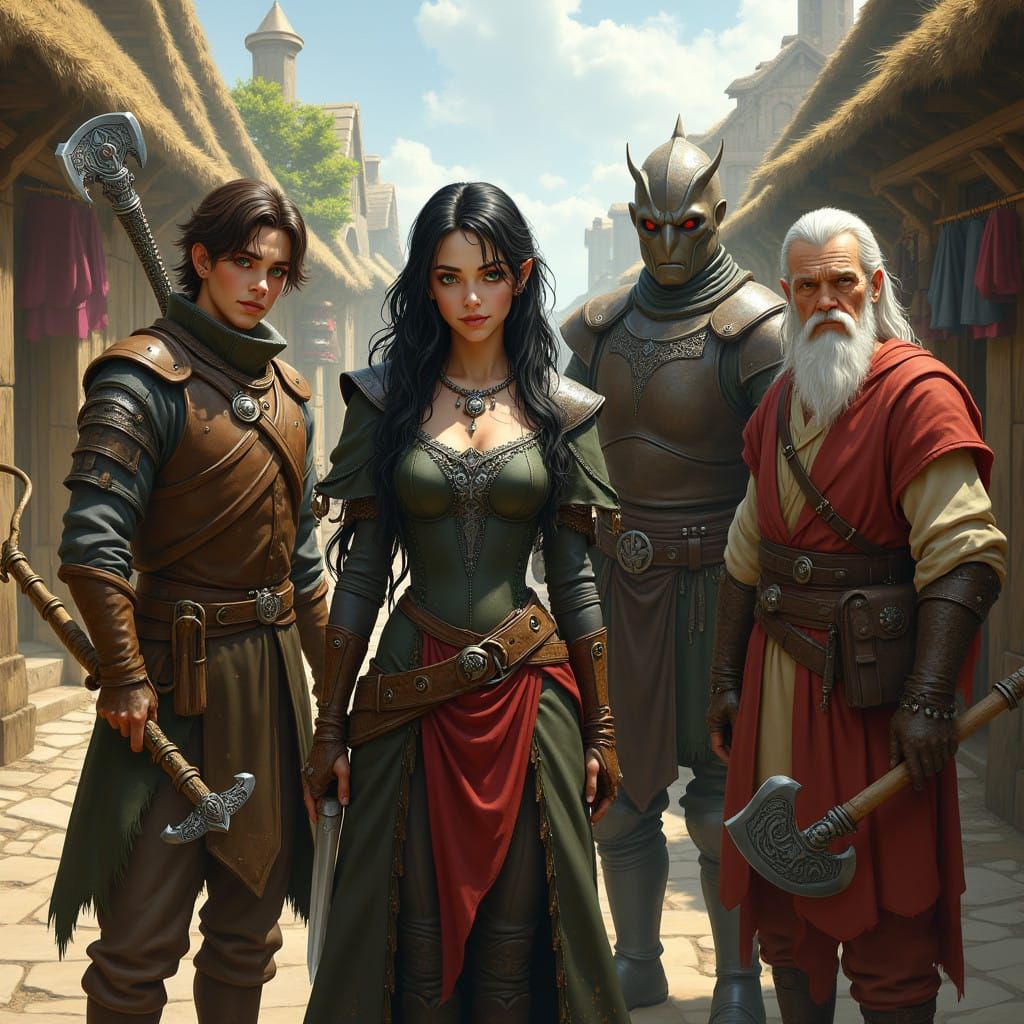 Medieval Dungeons and Dragons Party in Golden Light