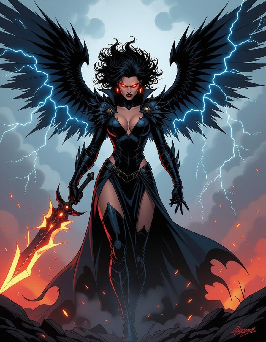 Fierce Villainess of Storm Clouds with Lightning Wings