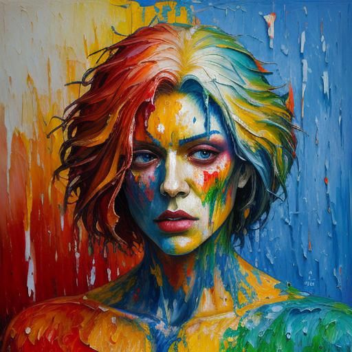 Violent Free Will: Neo-Impressionist Oil Painting