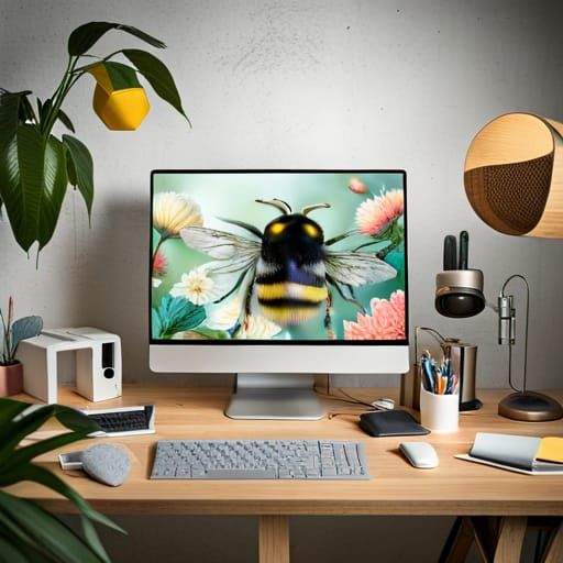 Transparent PC with Bumble Bee and Floral Design