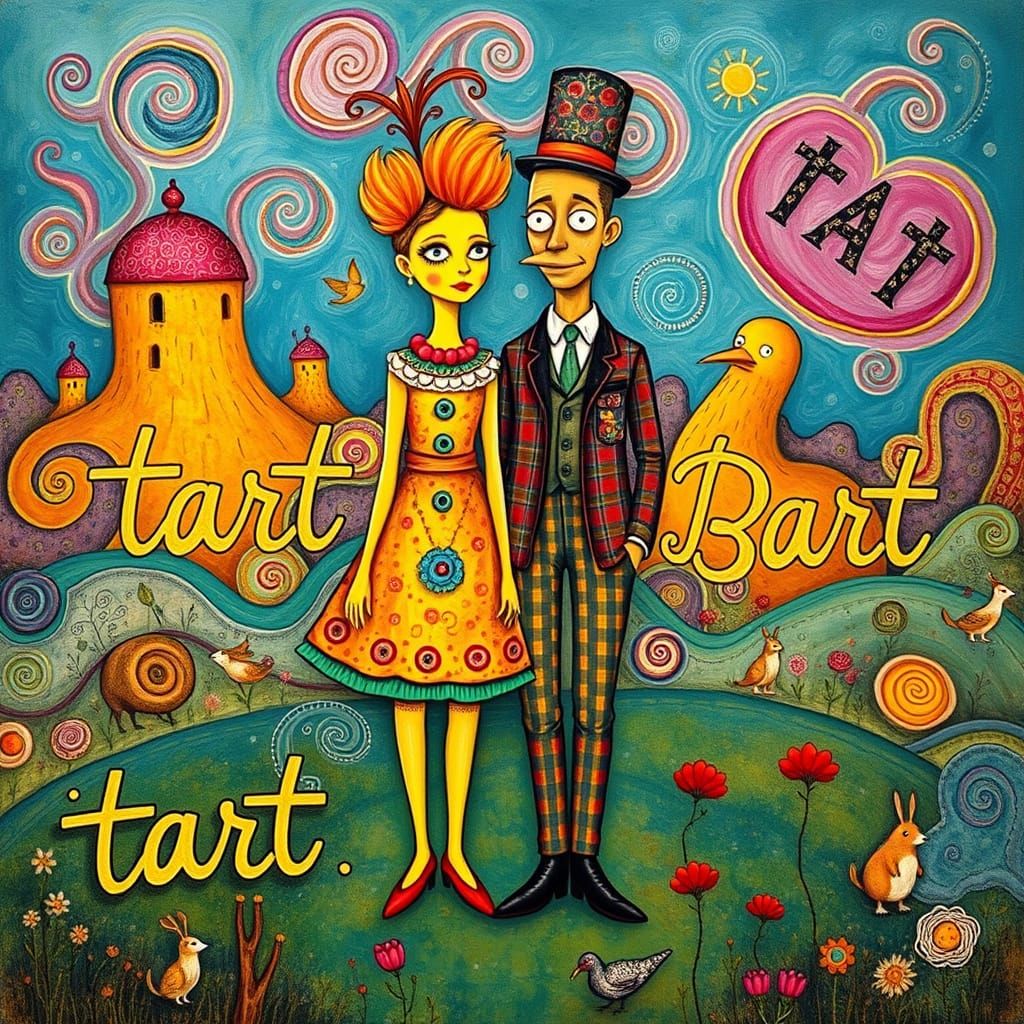 Whimsical Couple in a Surreal Dreamscape