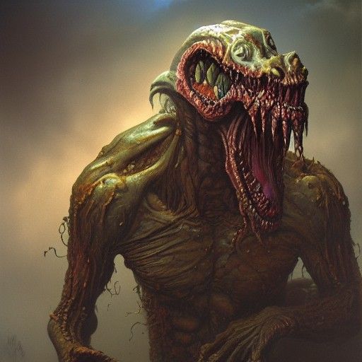 Hyperrealistic Undead Monster Creature in Oil Painting Style