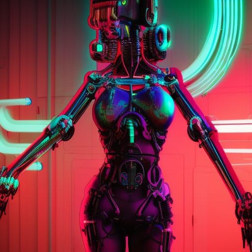 Cybernetic Biopunk Art in Neo Noir Style