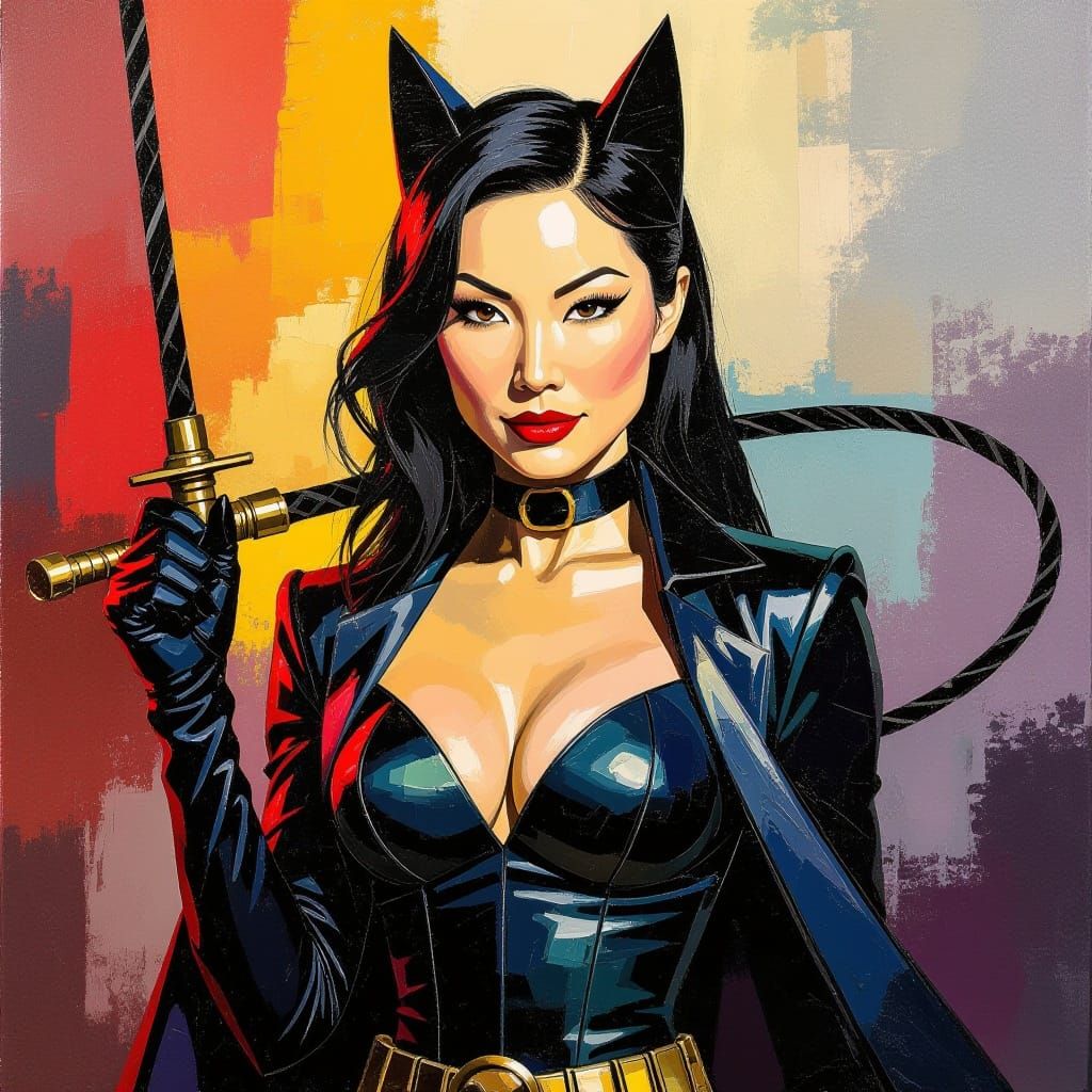 Lucy Liu as Neo-Expressionist Catwoman with Whip