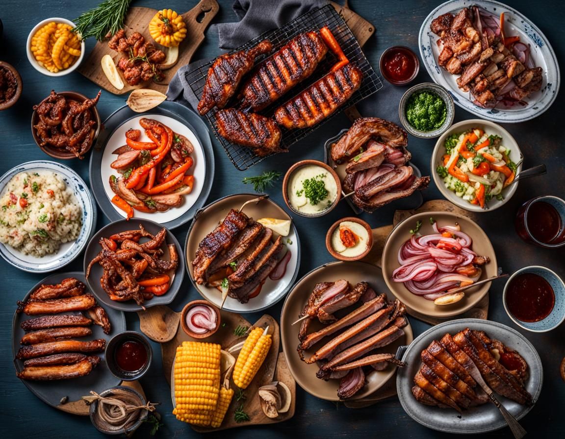 Overhead View of Delicious Barbecue Plate
