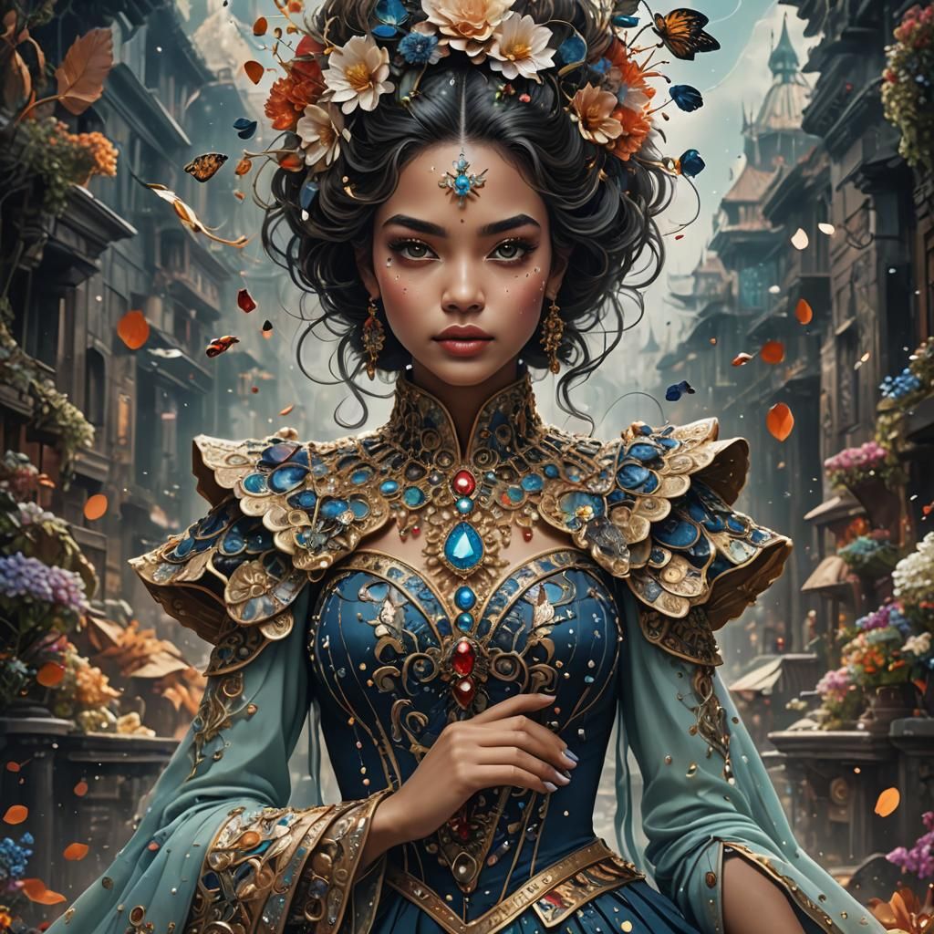 Ethereal Woman with Pearl Accents: Fantasy Art