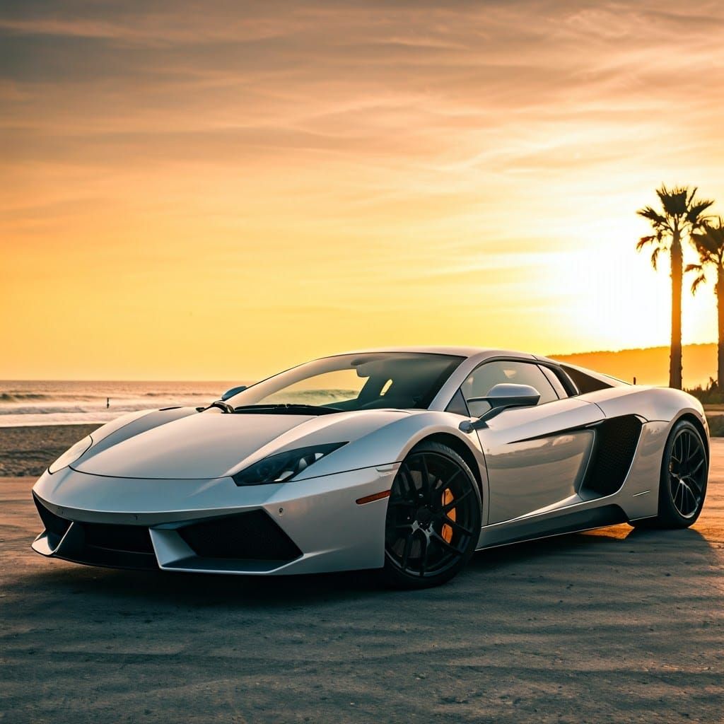 Silver Supercar at Sunset: Professional Photography