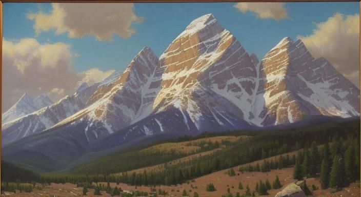 Rocky Mountain High as Impasto Oil Painting