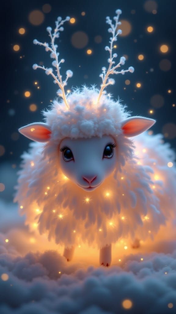 Fluffy Cloud Sheep with Gentle Heat Lightning