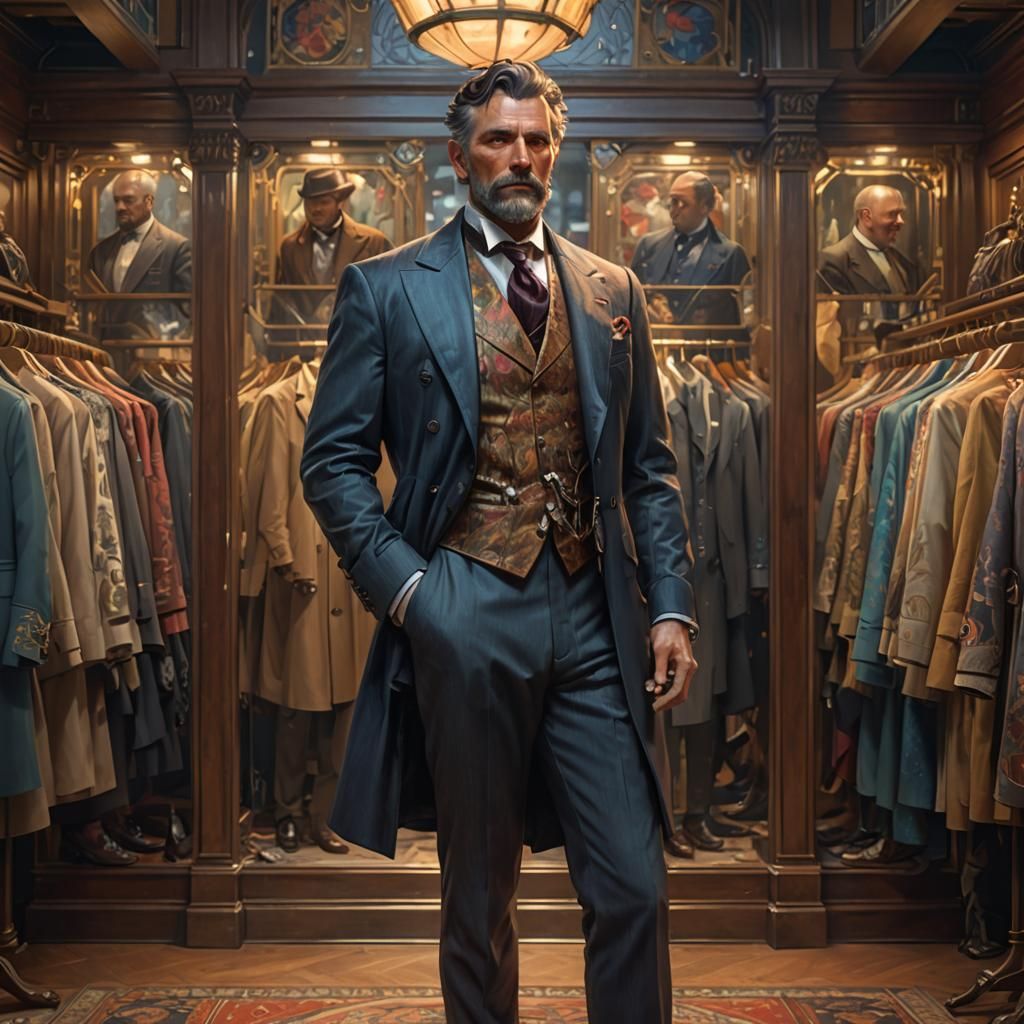 Captivated Gentleman Portrait in Hyperdetailed Style