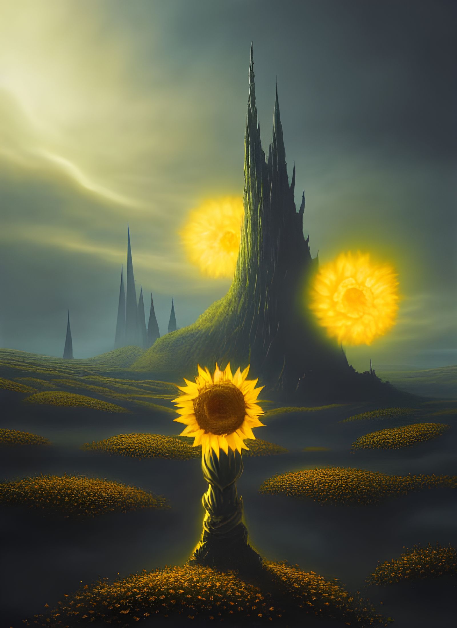Sunflower and Dark Tower: A Surreal Fantasy
