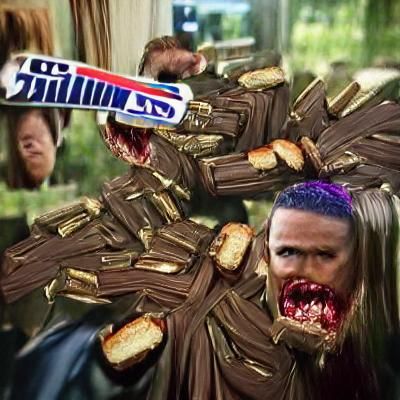 AI Image of Eating a Snickers Bar