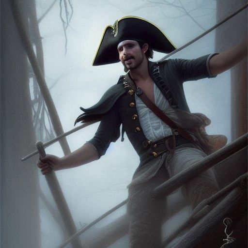 Fantasy Pirate Leaps into Misty Harbor