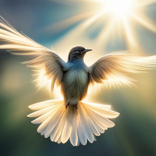 Intricately Detailed Lacewing Birds in Divine Light