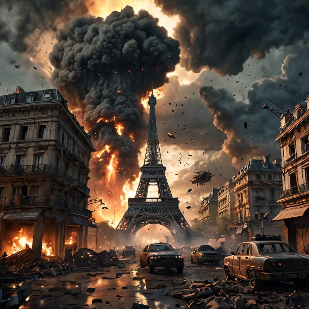 Eiffel Tower Under Alien Attack: Anime Style