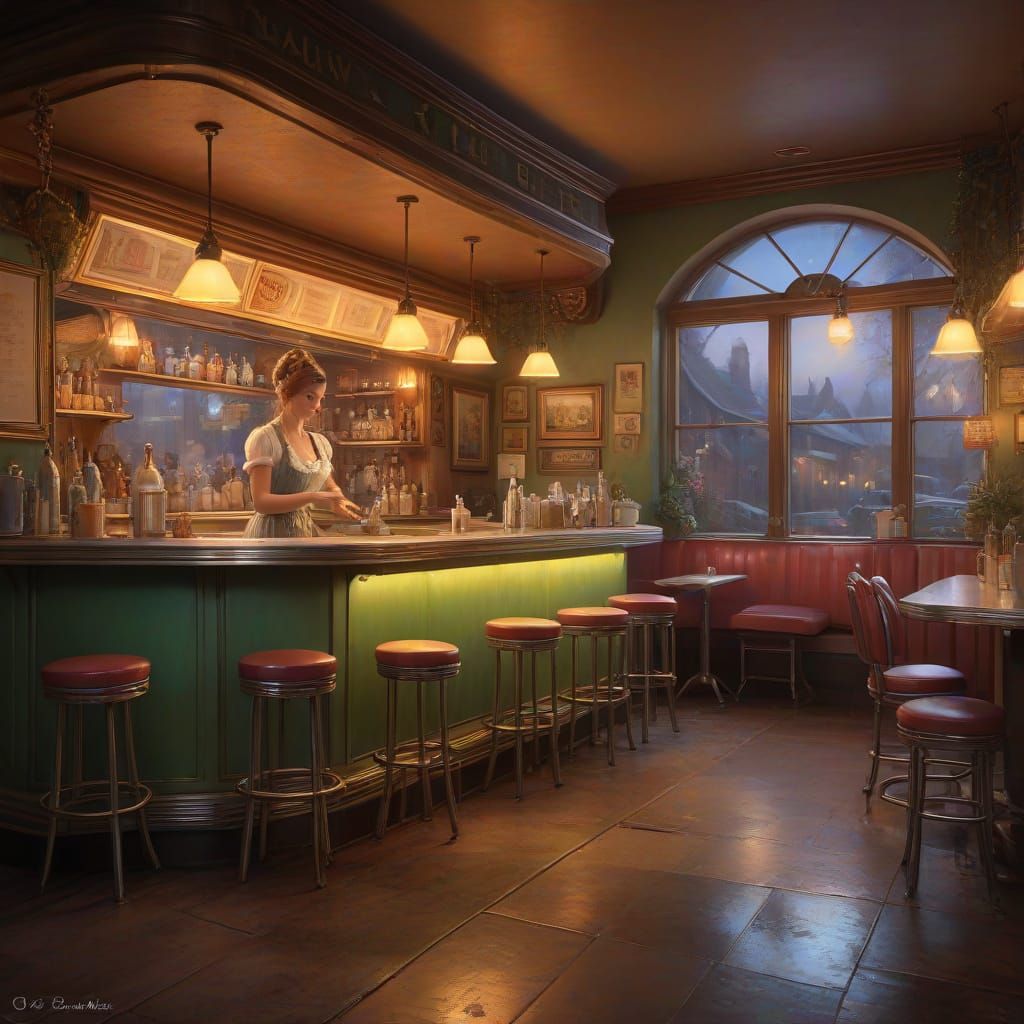 Fairy Barmaid in a 50s Diner Pub