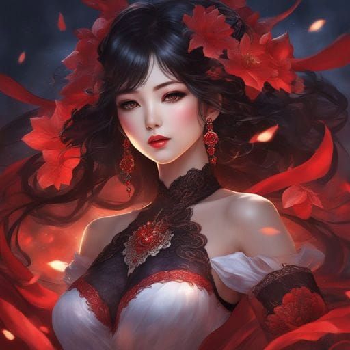 Mesmerizing Portrait of Japanese Girl in Royo Style