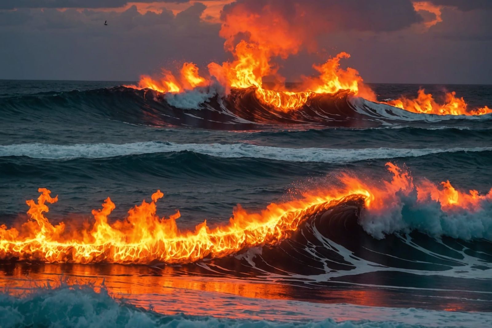 Fiery Ocean: A Blazing Seascape