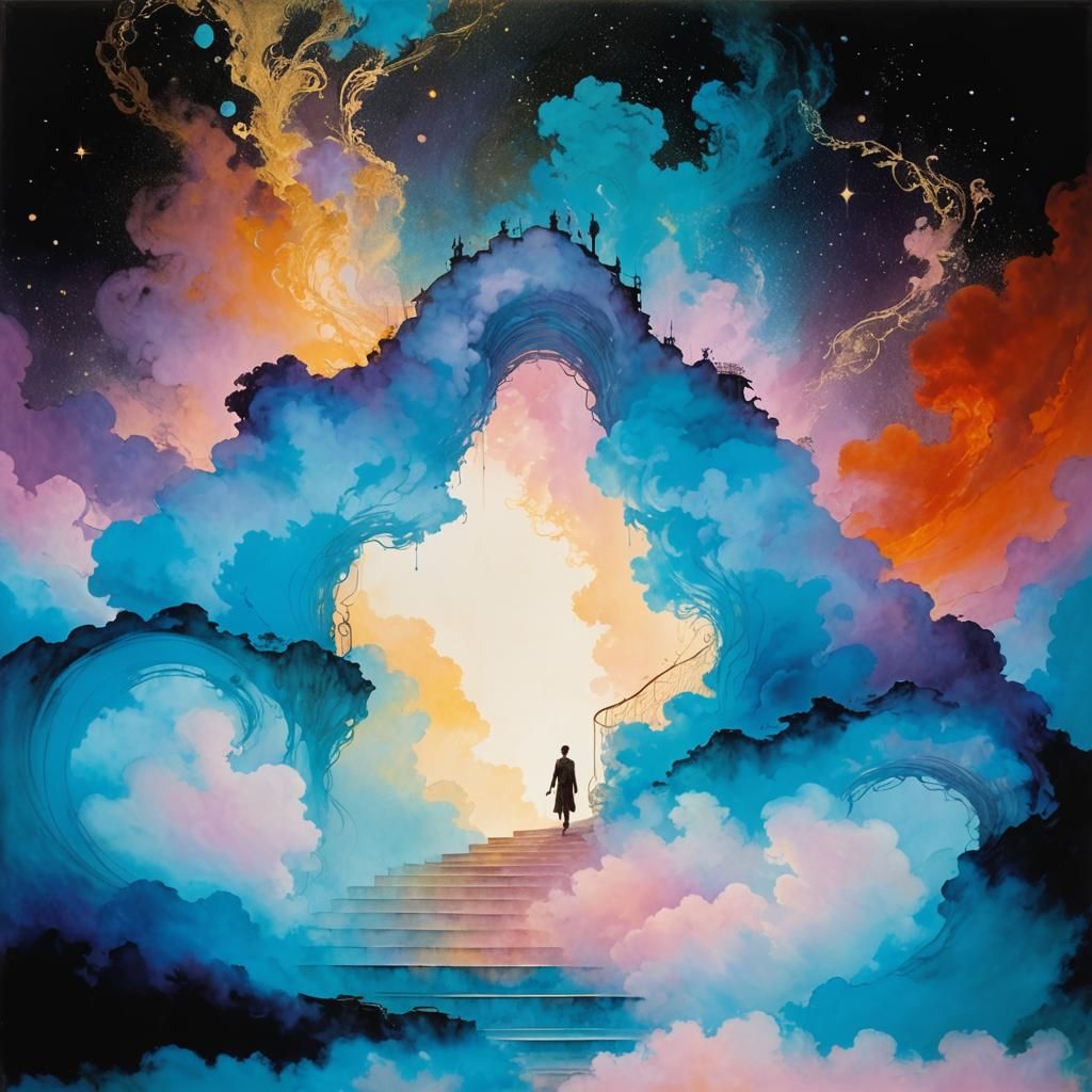 Stairway to heaven, alcohol ink