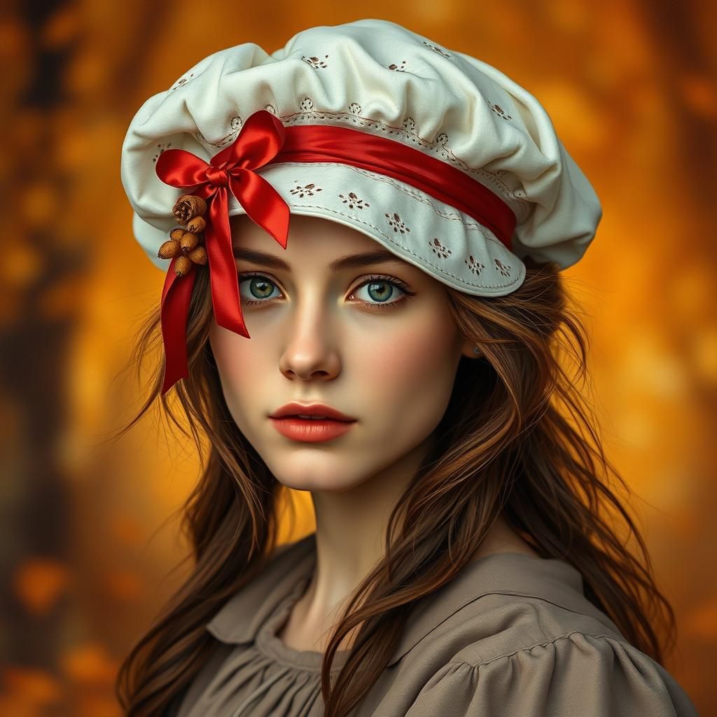 Woman in White Hat: Oil Painting in Abstract Realism