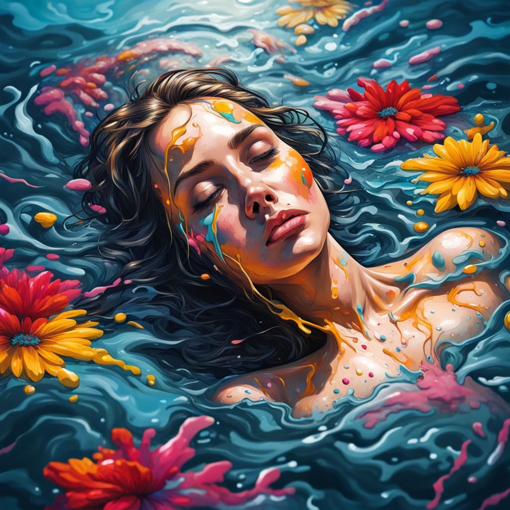 Woman in Water: Graffiti Art in High Resolution