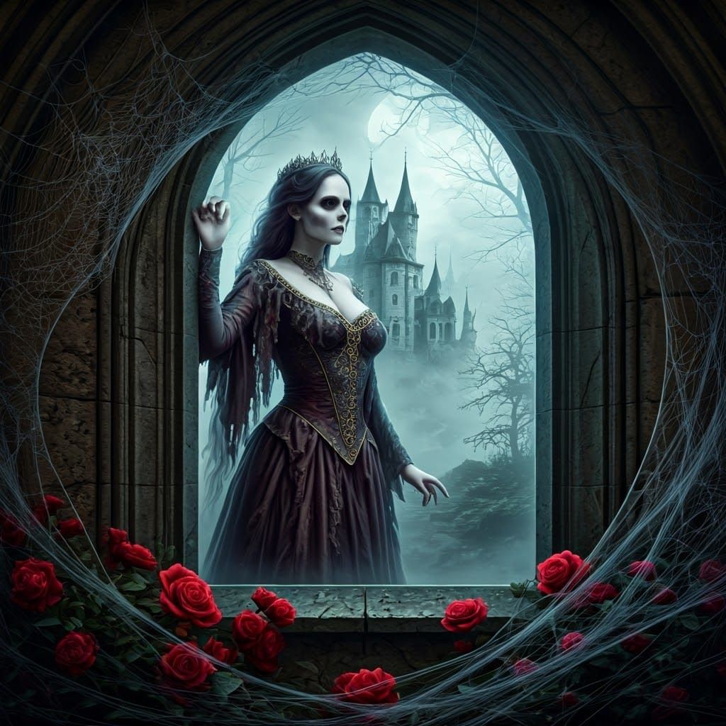 Undead Princess Gazing from Castle Window