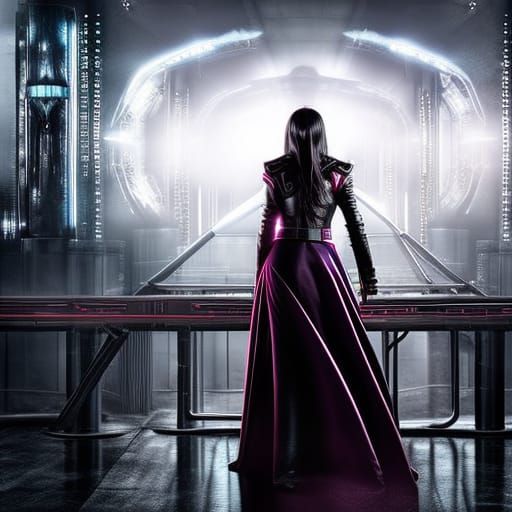 Cyberpunk Magician in Dystopian Cityscape