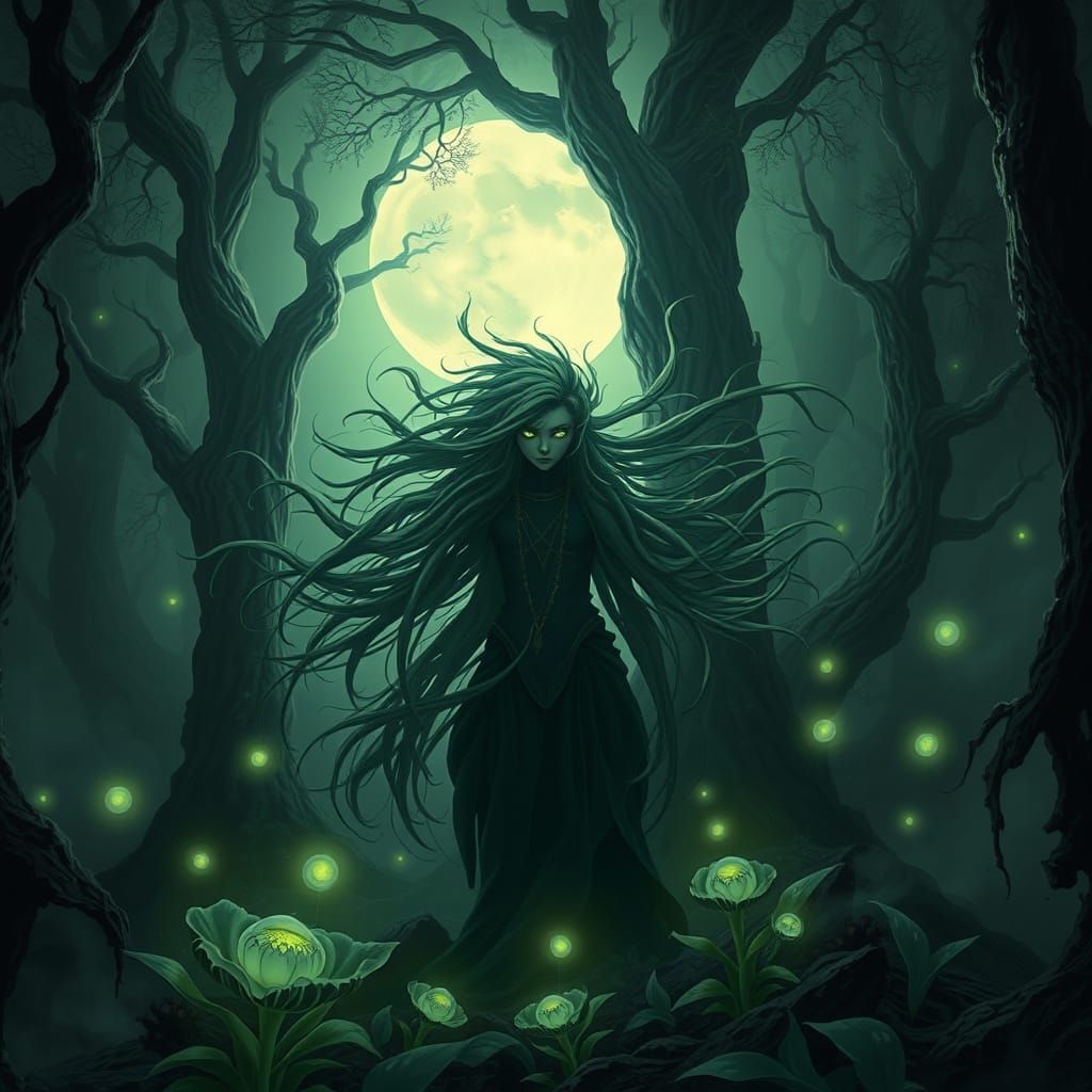Enchanted Moonlit Spirit in a Whimsical Forest