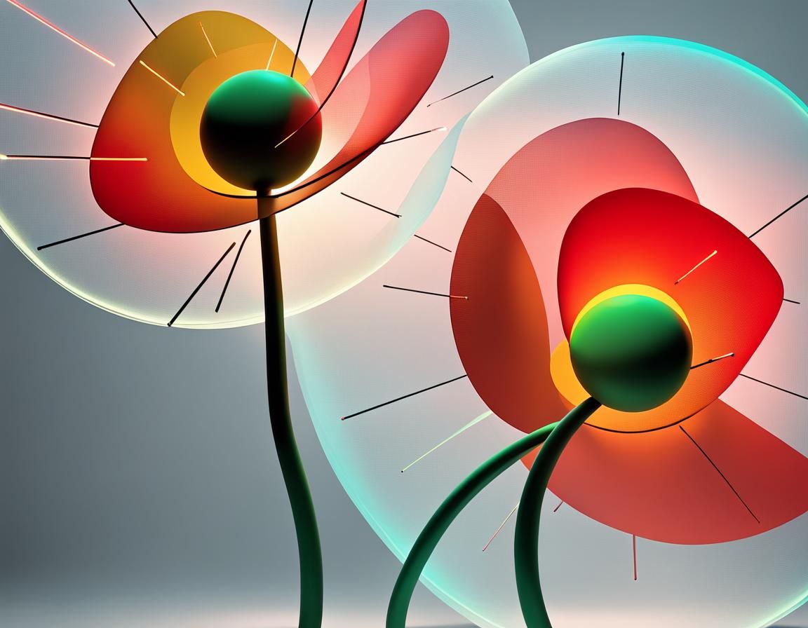 Minimalist Abstract Geometric Forms in Fluorescent 3D