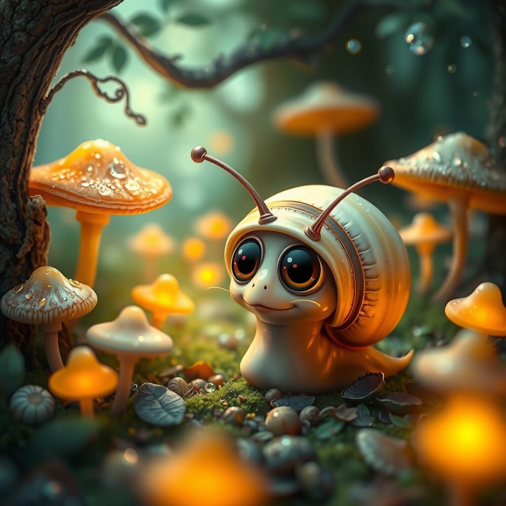 Enchanted Snail in a Glowing Forest