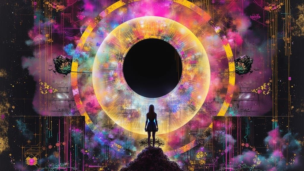 Black Hole View: Mixed-Media Abstract Art