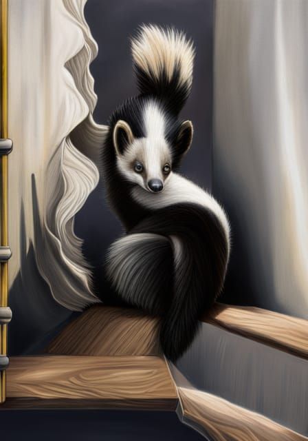 Colorful Skunk Colored Pencil Drawing in Spring