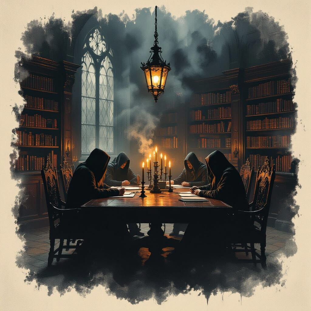 Eerie Gothic Library in Dark Academia Style