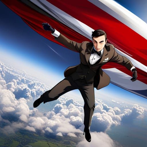 James Bond Skydiving with Union Jack Parachute