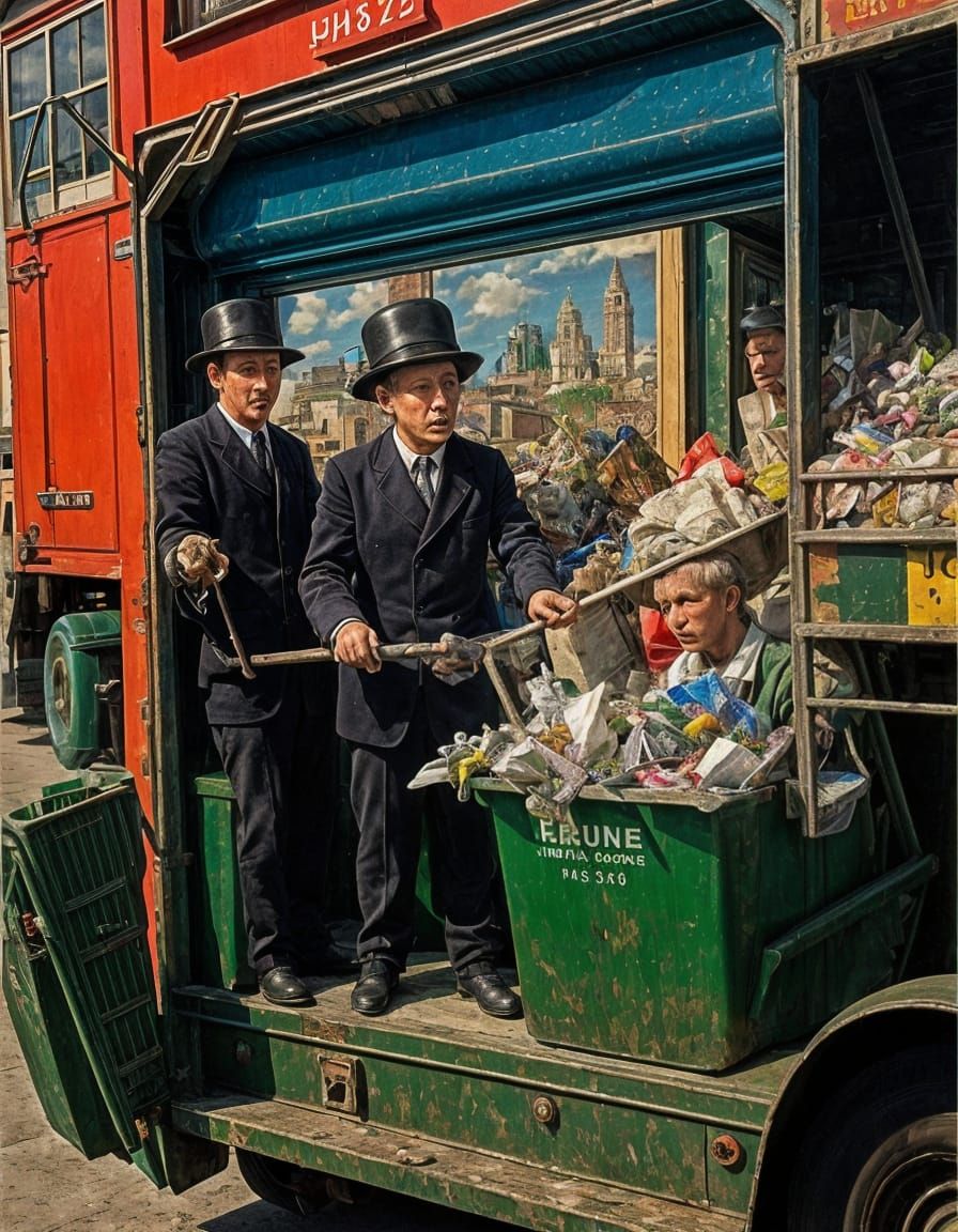 Futurist Garbage Truck Scene