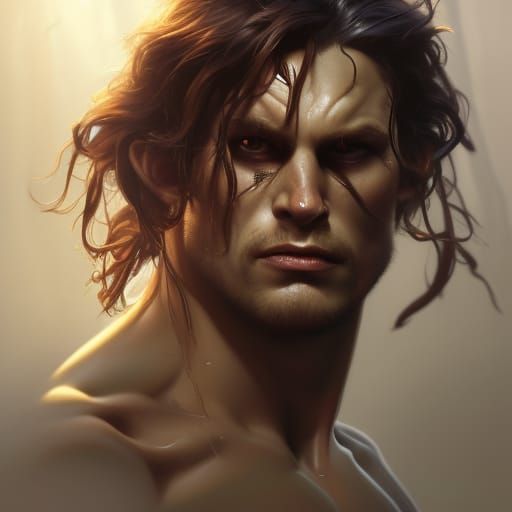 Demonic Tarzan Portrait in Detailed Digital Art