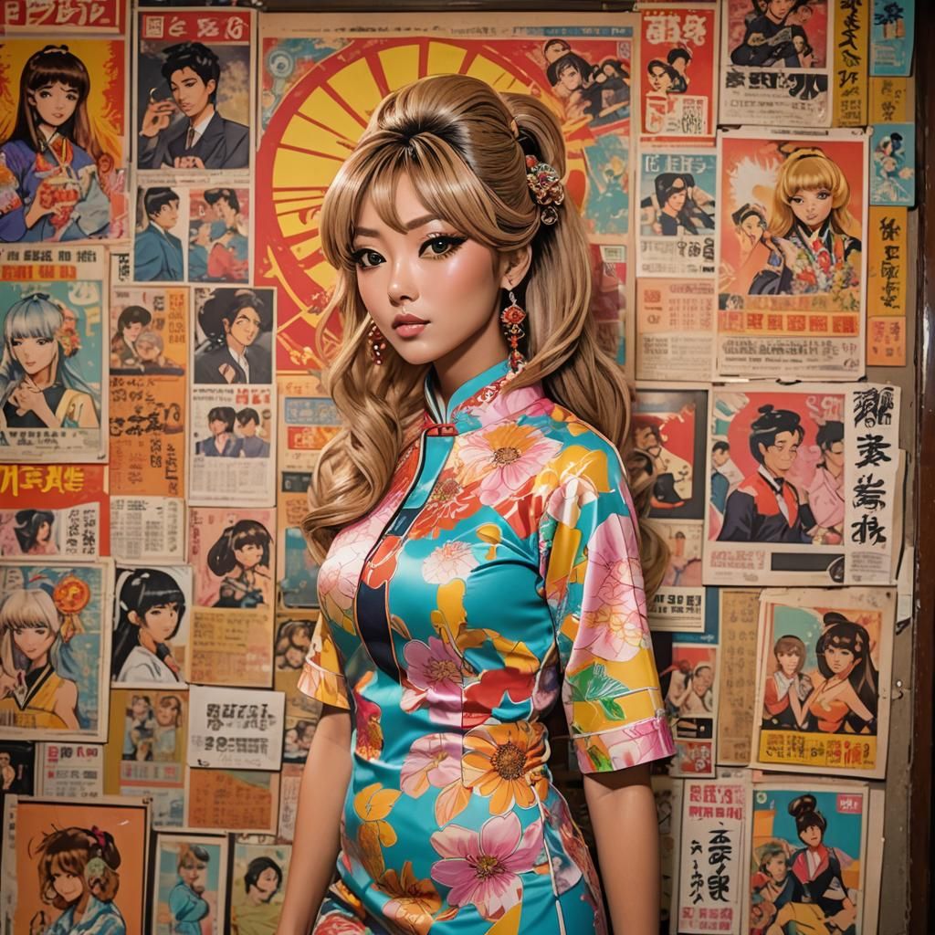 Gyaru Girl in Qipao: 90's Anime Style