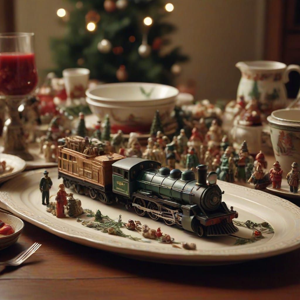 Vibrant Christmas Dinnerware with Whimsical Toy Scenes in Ci...